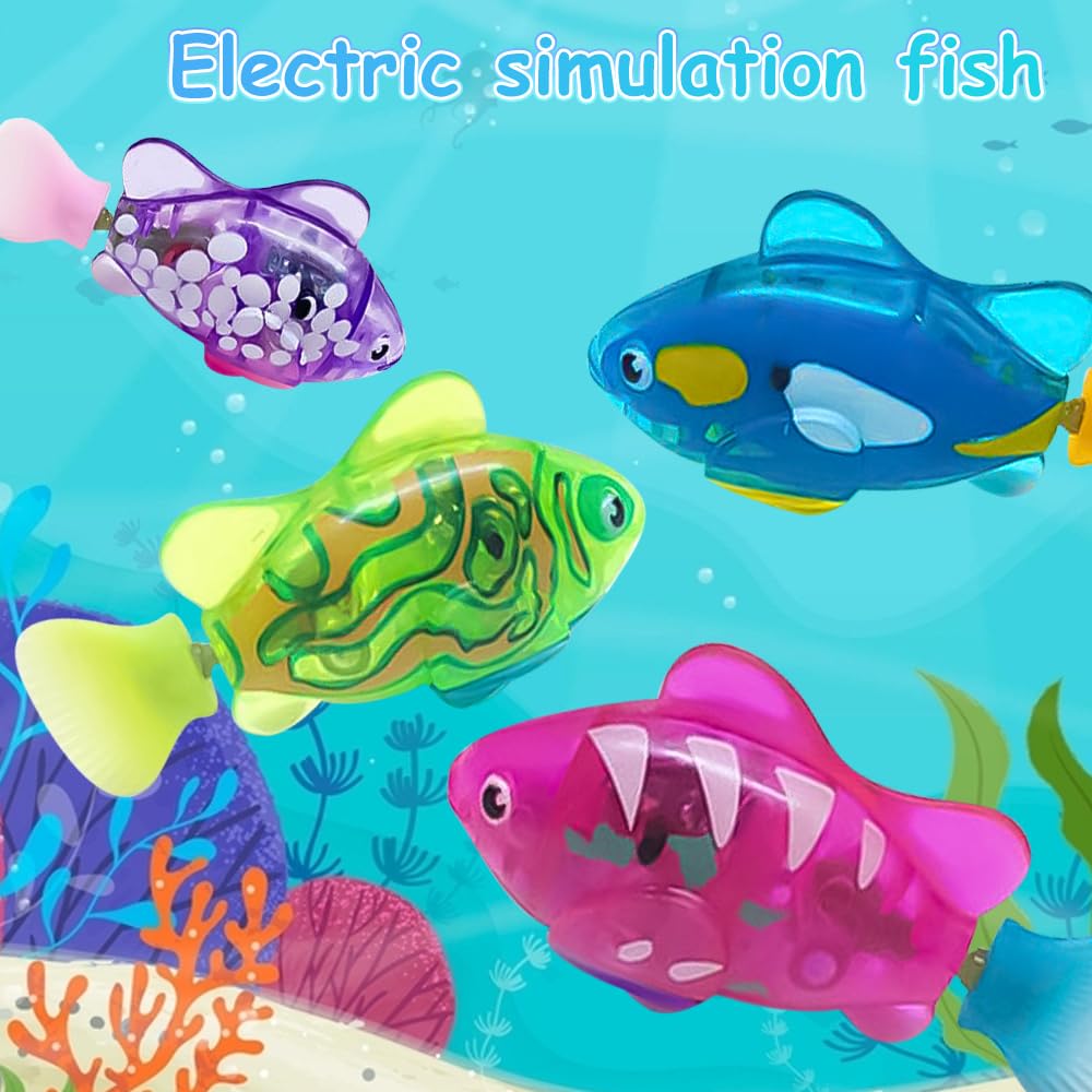 Mineup 4 Piezas Robo Fish, Robofish con luz Sensora, Peces de Juguete Electrónica, Pez Nadador robótico, Robofish Acuario para Mascotas — view 6