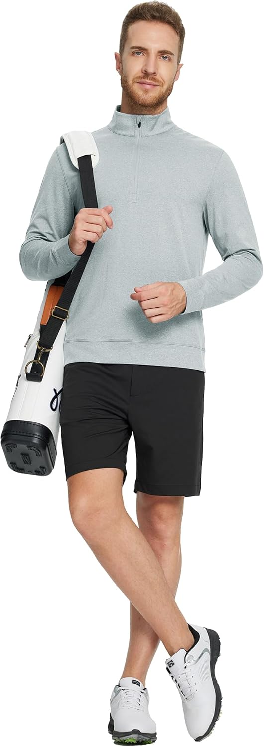 M MAELREG Quarter Zip Pullover Men Moisture Wicking Performance Heather Midlayer Golf 1/4 Zip Pullover Mens Sweatshirt - Image 2