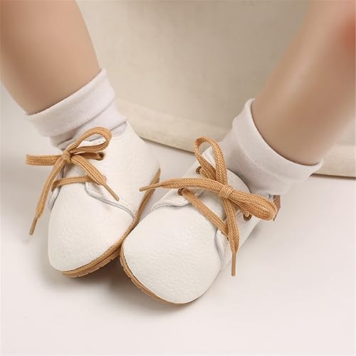Miniatura 3 de Zapatos de piel sintética para bebés, niños y niñas, suela de goma suave, con cordones, zapatos Oxford para cuna para niños pequeños que caminan