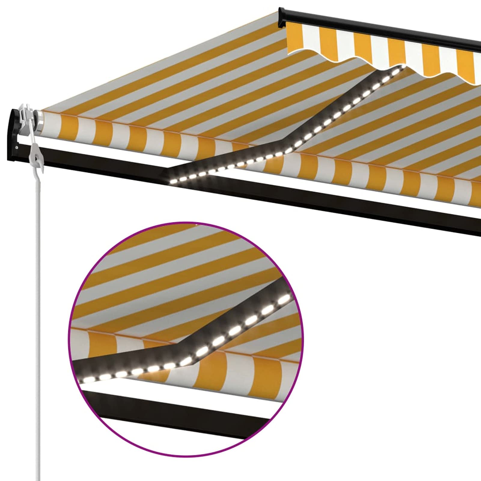 Tidyard Markise Automatisch mit LED Windsensor Markise Balkonmarkise Sonnenmarkise Sonnenschutz Sichtschutz Terrasse Garten 450x300cm Gelb Wei?