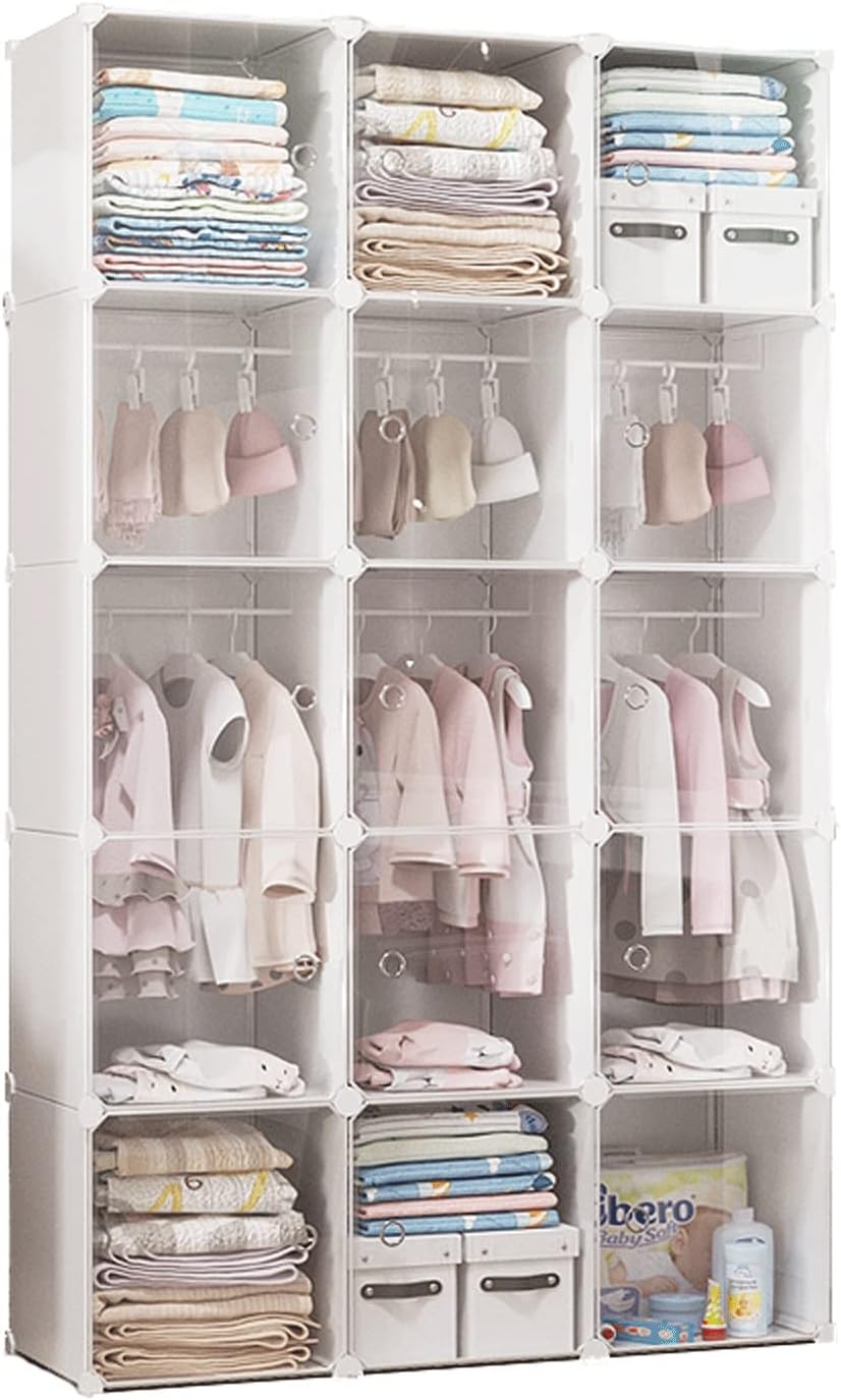 Armario Closet organizador Armario de vestuario portátil Armario de armario de armario con barra y puerta Cube Casillero Gabinete de almacenamiento de armario plegable Perchero Organizador
