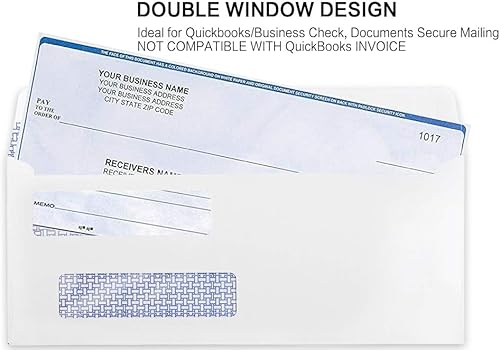 Miniatura 6 de Sobres #8 para cheques de seguridad de doble ventana, sobres de negocios de doble ventana n.º 8 diseñados para cheques QuickBooks - Cheques impresos