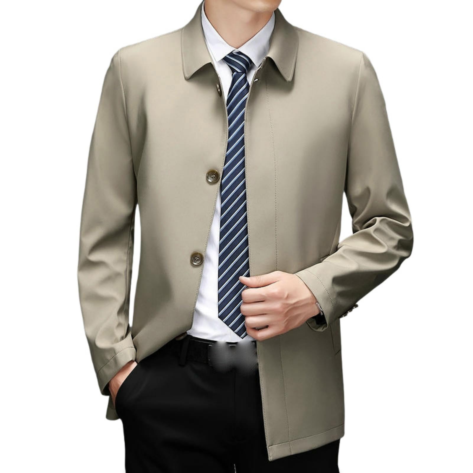 Męska kurtka na wiosnę jesień Urban Casual Business jednorzędowa kurtka w stylu trencz