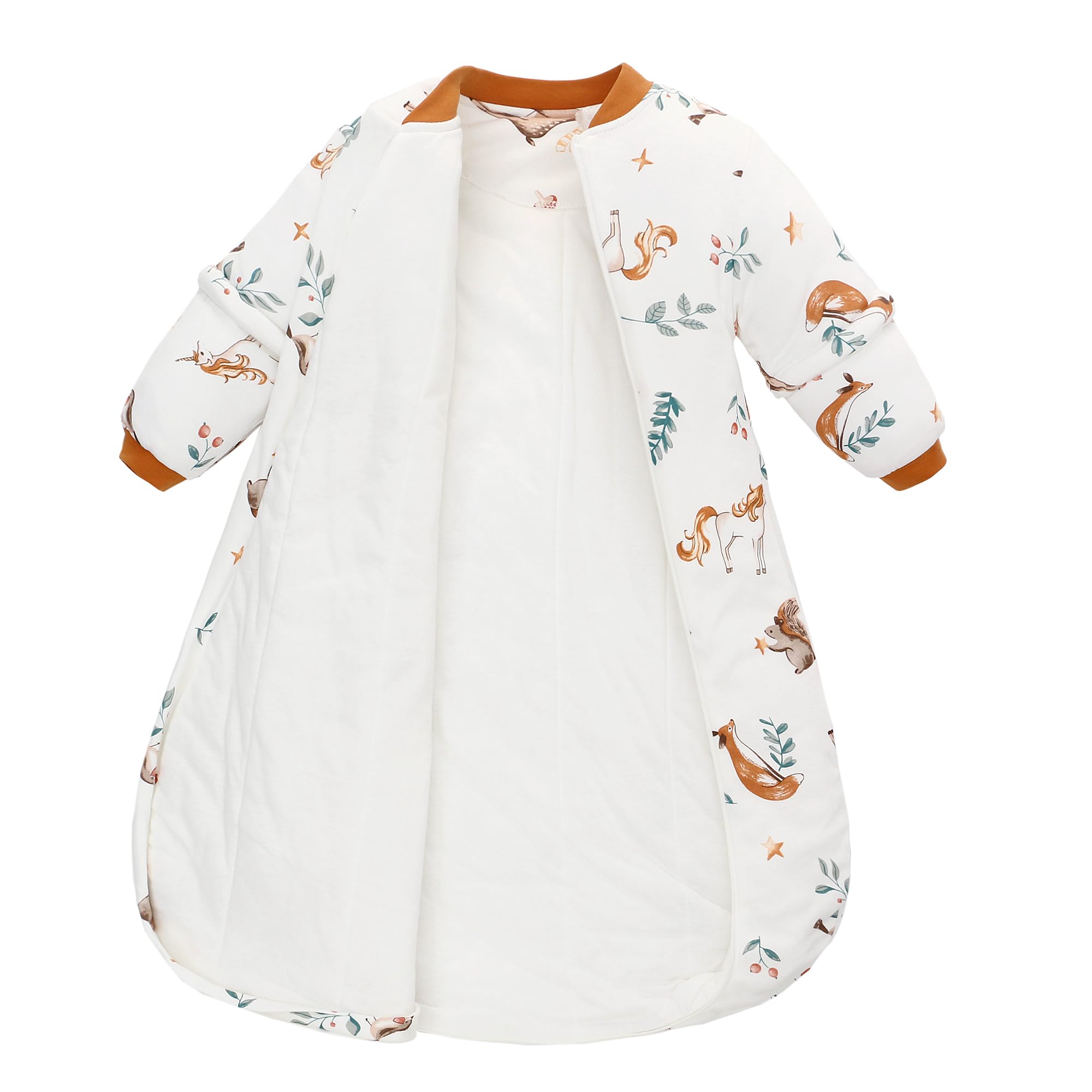 LAT Baby Sleeping Bag 2.5 TOG,Baby Winter Long Sleeve Sleep Sack,100% Cotton Detachable Sleeve,Toddlers Sleeping Bag for Girl Boys(Unicorn+Orange,S) - Image 4