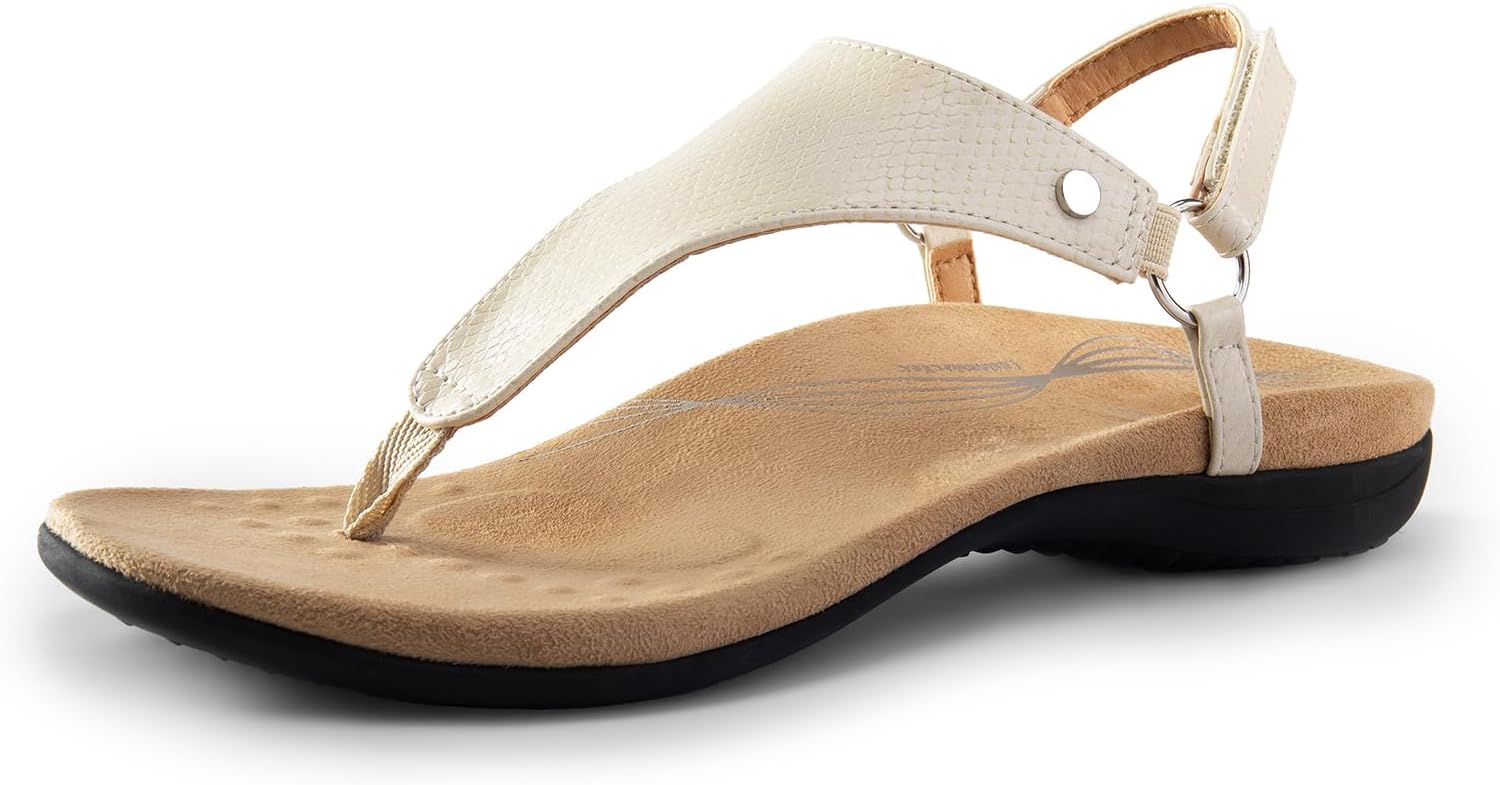 DREAM PAIRSWomen's Flat Sandals Arch Support Orthopedic Comfortable Soft Cushion Summer T-Strap Walking Thong Sandals