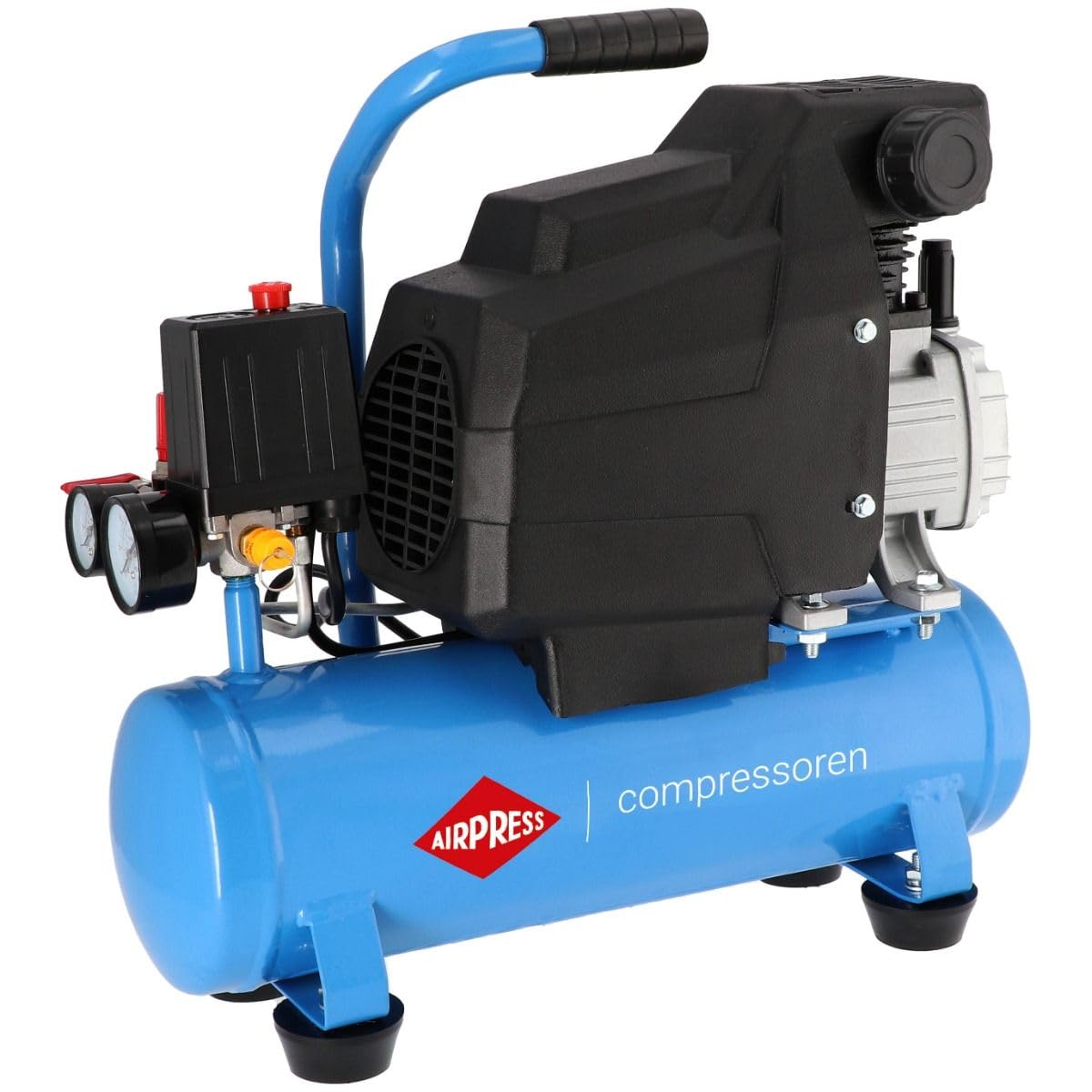 AIRPRESS Compresor de aire H 185-6 8 bar 1.5 CV 82.3 l/min 6 Lts. Compresor de aire pequeño con aceite - Compresor doméstico movil