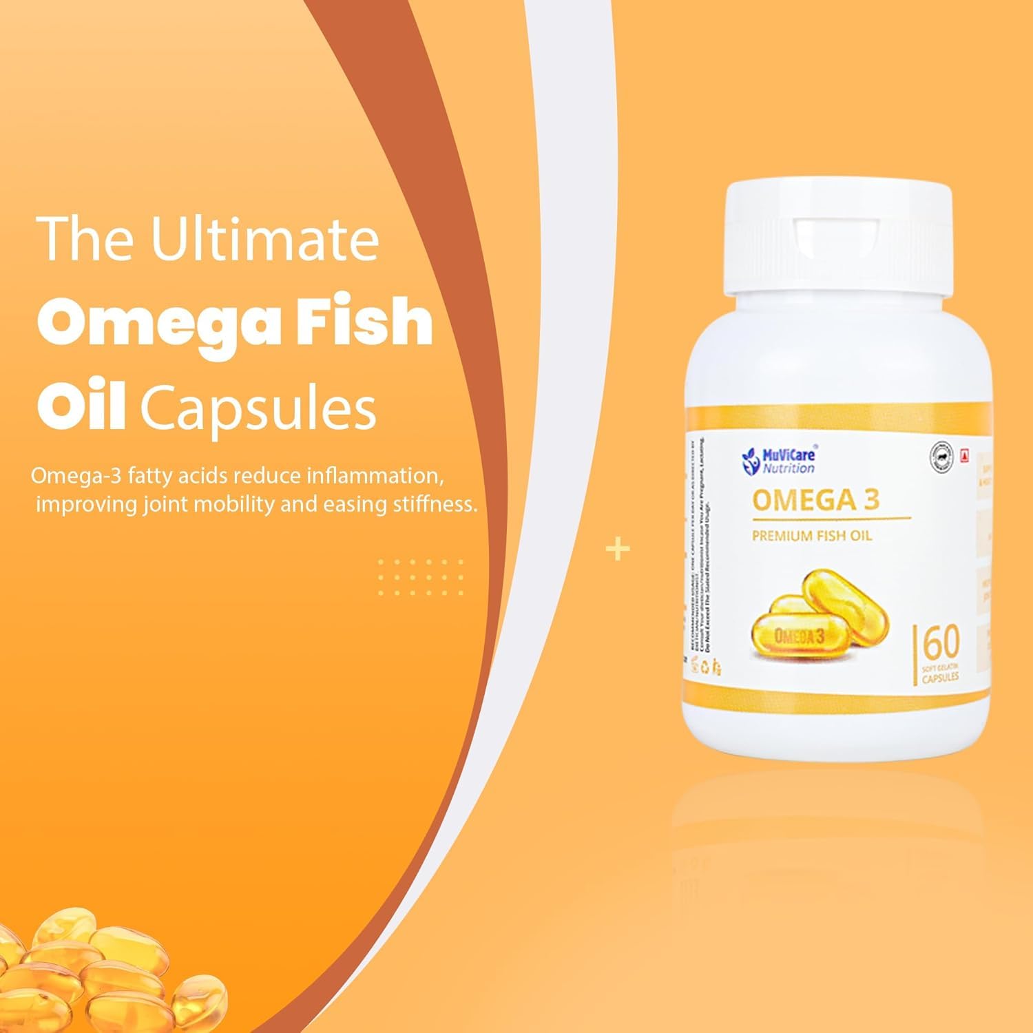 Muvicare Omega-3 Fish Oil 1000mg, 120 Capsules | High Potency EPA & DHA Omega-3 Supplement for Heart, Brain, Joint & Eye Support - Burpless Formula, No Fishy Aftertaste 1