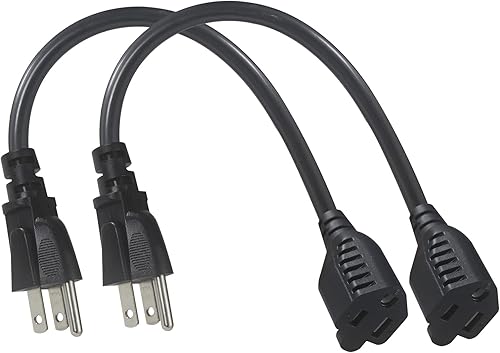 Cable de extensión de alimentación corto de 1 pie de 1 pie Cable de extensión corto de 3 clavijas para interiores SJT 16 AWG resistente cable de