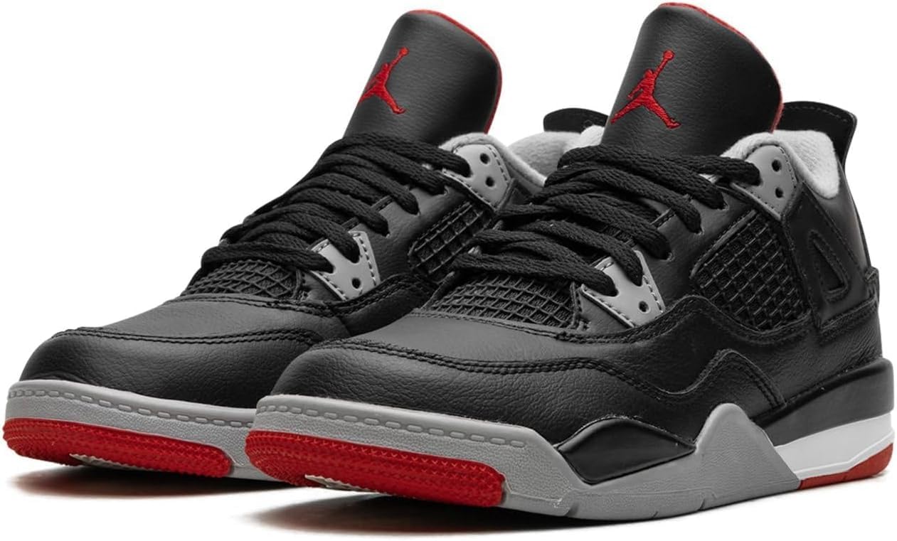 Nike Jordan 4 “Bred Reimagined” Pre School Size 1Y Black/Fire Red-Cement Grey (BQ7669-006)