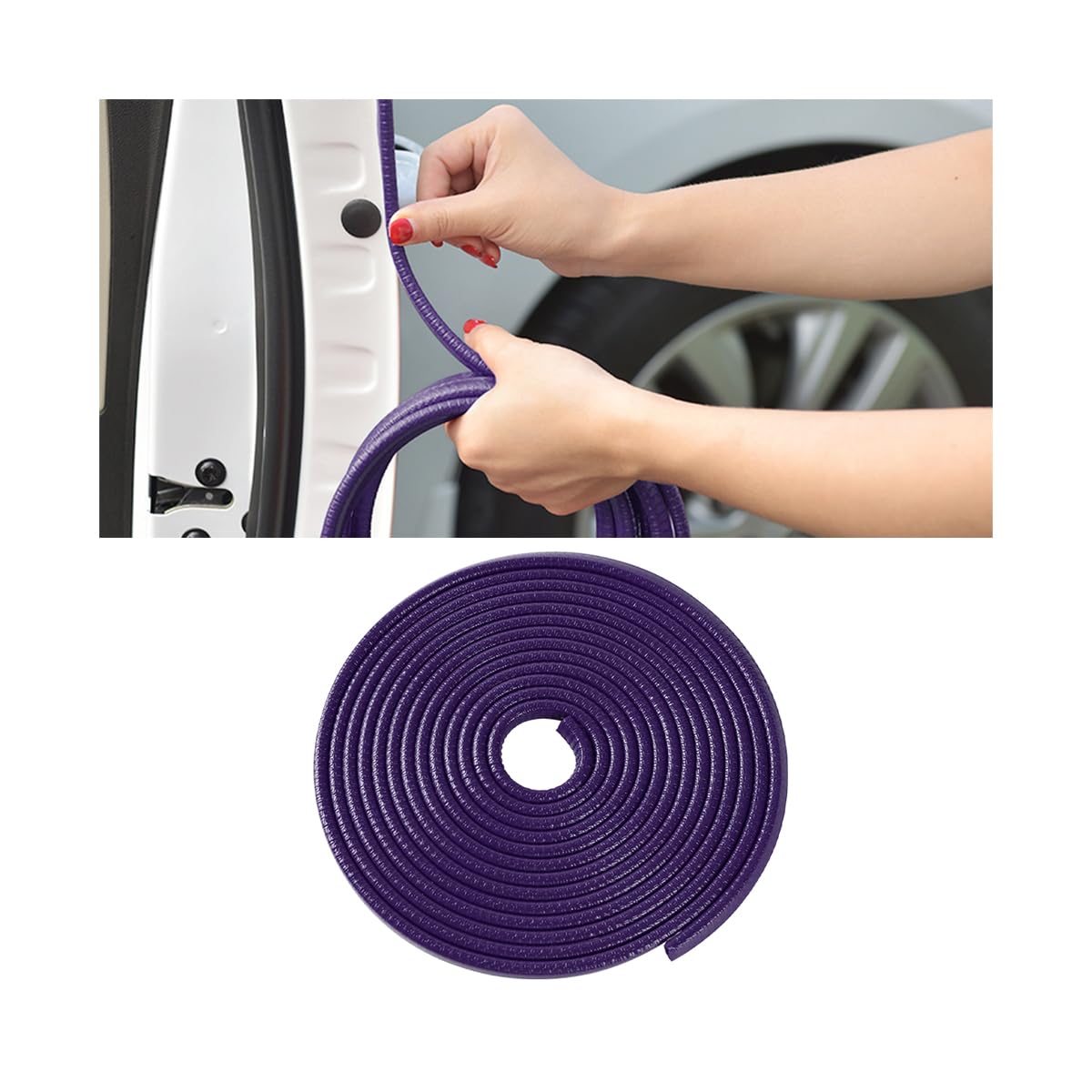 Osilly 16FT Metal-Reinforced Rubber Car Door Edge Guards, Purple