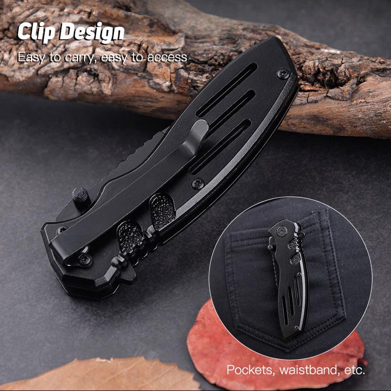 Image of Mini Folding Utility Tool Keychain with Carabiner Clip, Compact Metal EDC Pocket Tool, Black, for Package Opening,Everyday Carry