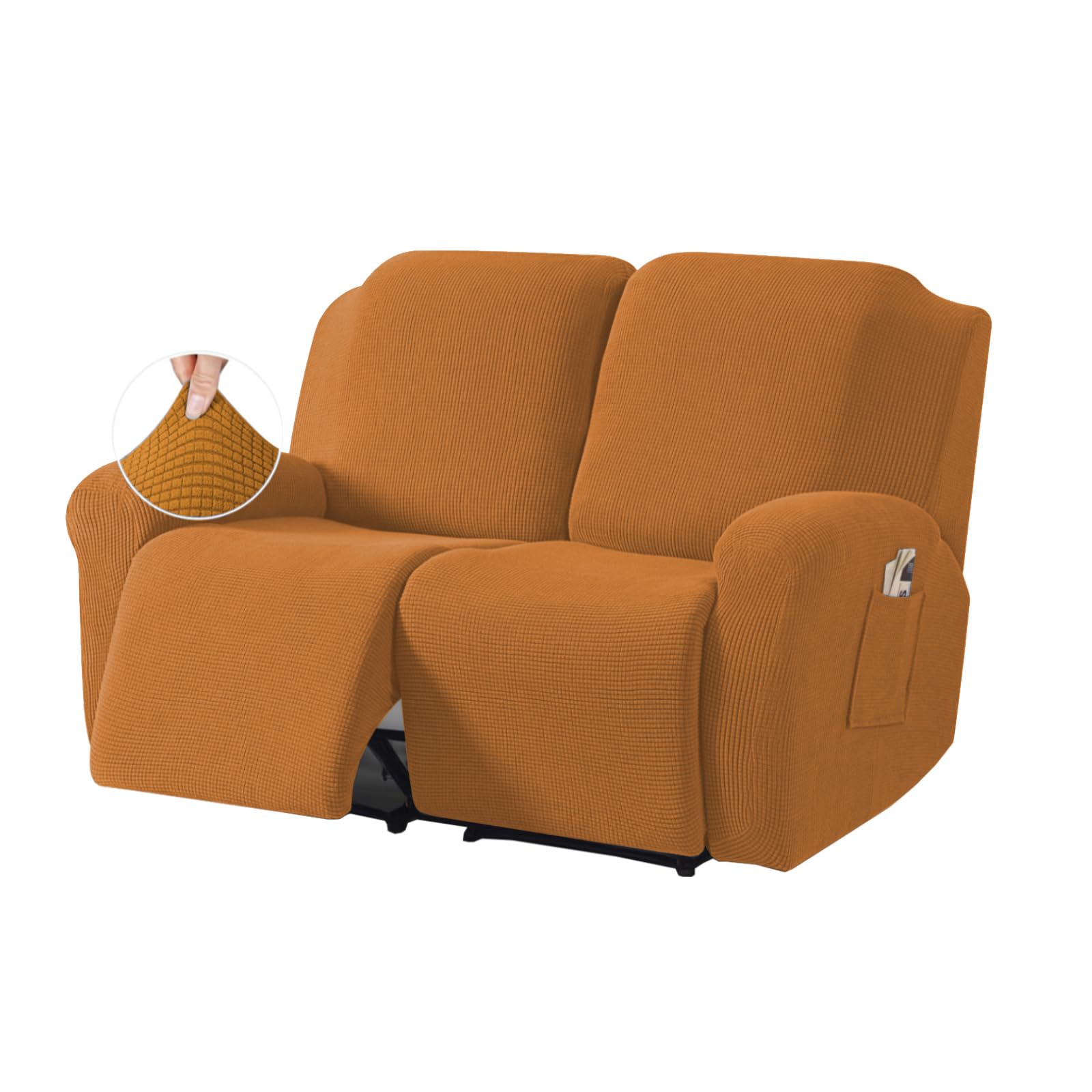 1/2/3 Seater High Stretch Sofa Covers, Super Soft Stylish Recliner Chair Cover, Jacquard Spandex Non Slip Furniture Protector, for have Dogs Pets home-yellow||2 seater