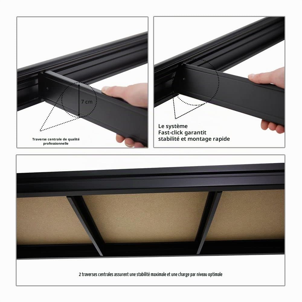 PROREGAL Etabli Dino réglable en Hauteur | HxLxP 90x160x60cm | Capacité de Charge 600kg | Noir | Etabli d’Atelier, Table de Travail & Bricolage