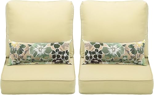 Aoodor Juego de cojines para sillas de asiento profundo para exteriores, 23 x 25.6 pulgadas, funda de tela de olefina y espuma de esponja,
