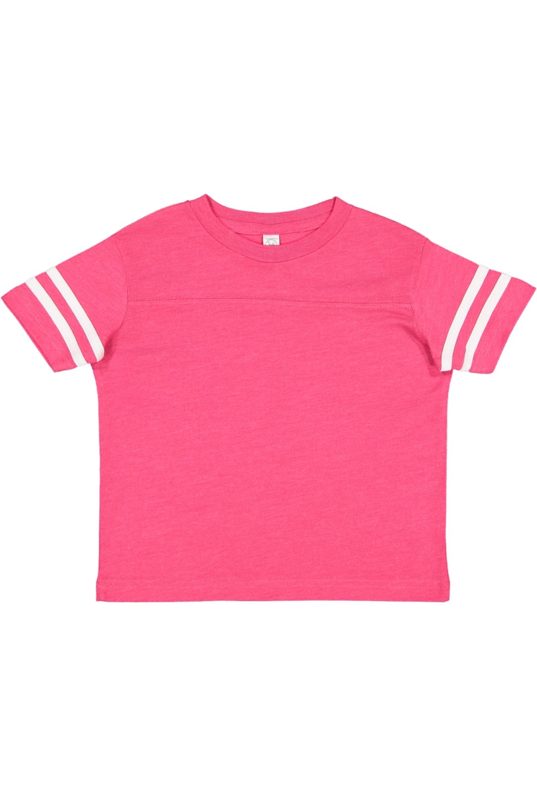RABBIT SKINS Toddler Fine Jersey Short Sleeve Football Tee, Vintage Hot Pink/Blended White, 2T