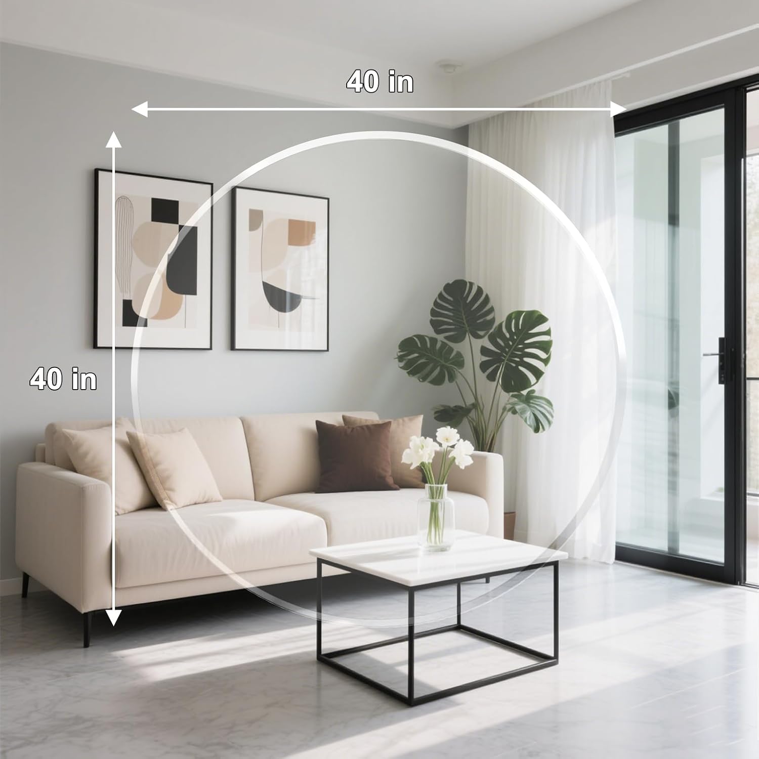 MESAILUP Beveled Edge 40" Round Office Chair Mat for Carpet or Hardwood Floor Crystal Clear, 40" x 40" for a Smooth Glide and Easy Roll On/Off, Heavy Duty and Non-Slip Floor Ultimate Clear Chair Mat
