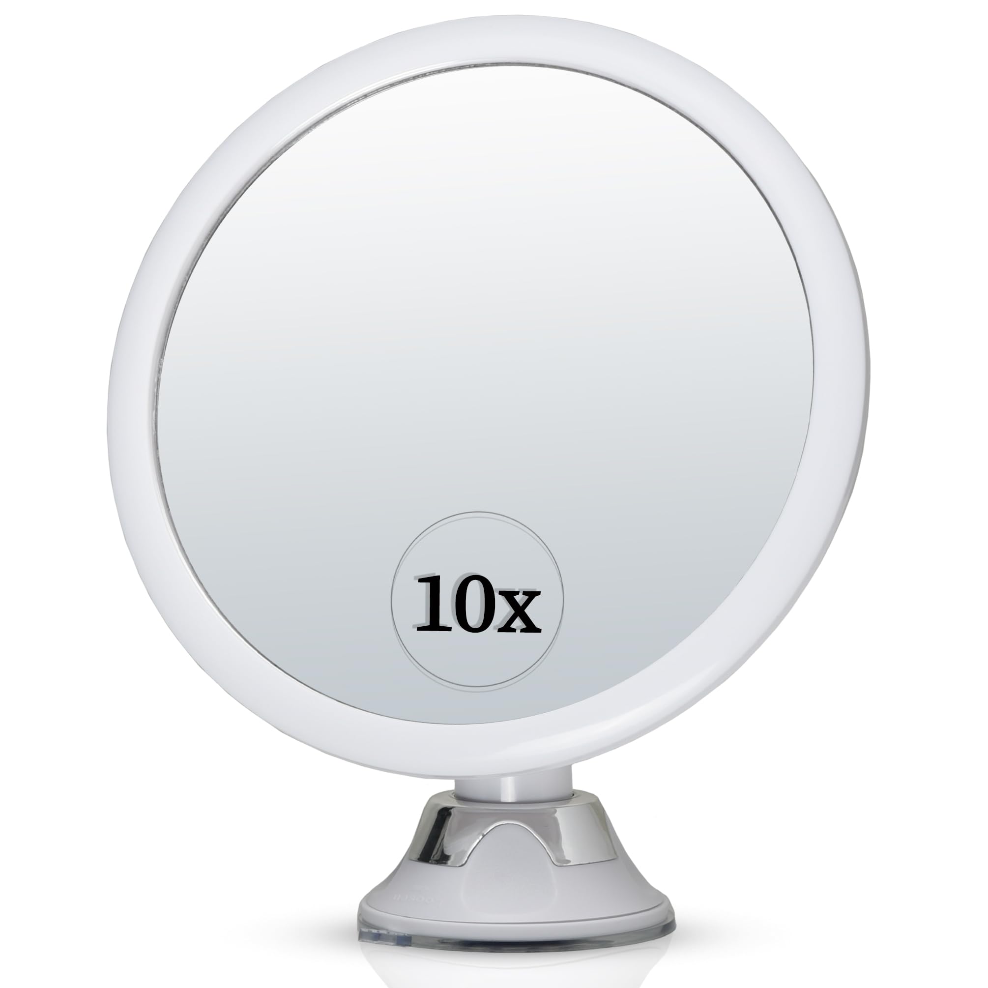 Schminkspiegel mit 10fach Vergrößerung - Kosmetikspiegel mit Saugnapf und 360 Grad Drehung für Make-up und Reisen, Magnifying Makeup Mirror - 17cm x17cm (Rund)