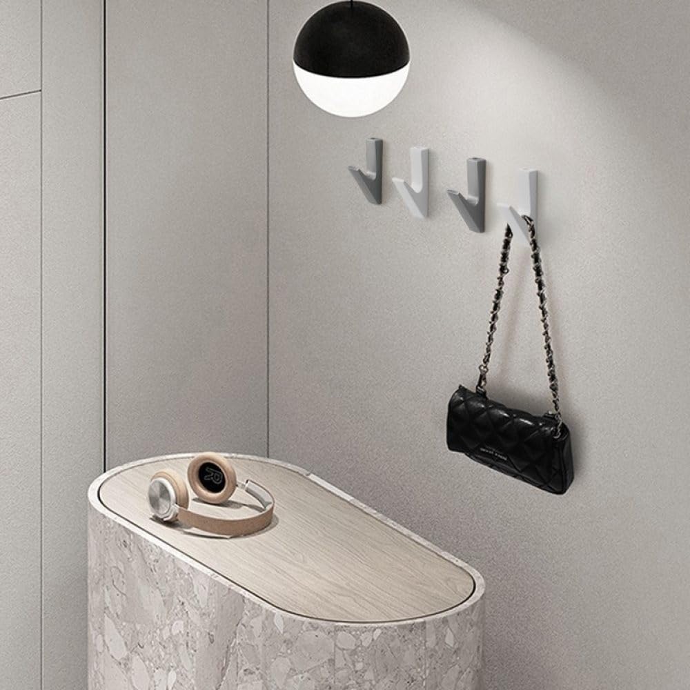 1Pcs Matte Wall Hooks Bathroom Accessories Coat Hooks Towel Hook Creative for Key Hat Bag Home Decorative Hook,B,Grey image 4