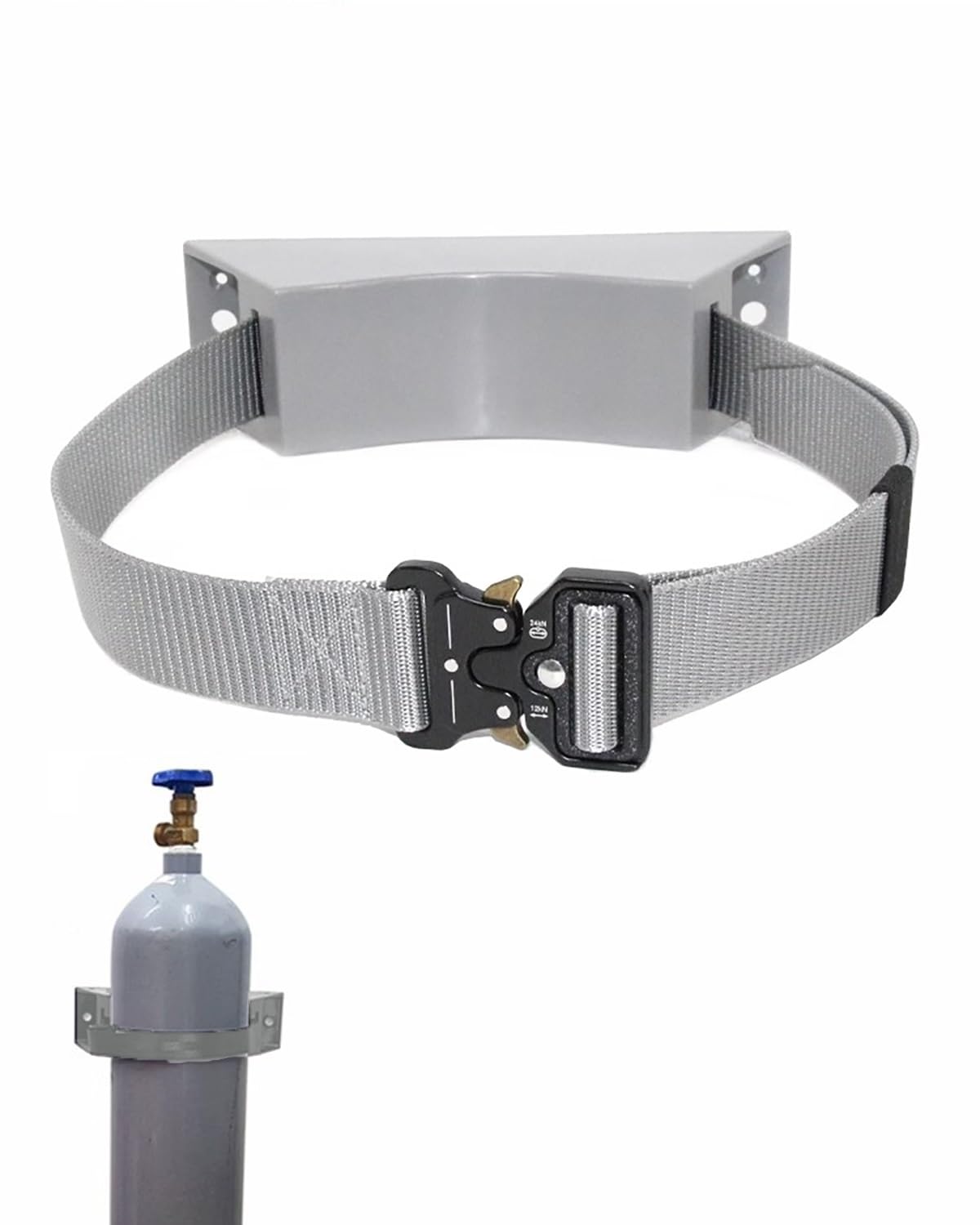 Verstellbarer Oxyn Tank-Wandhalter mit Sicherheitskette, Mcal-Zylinder-Sto-Regal für CO2-Bräunung, Grau, H 3 Stück mit Expaon-Schrauben