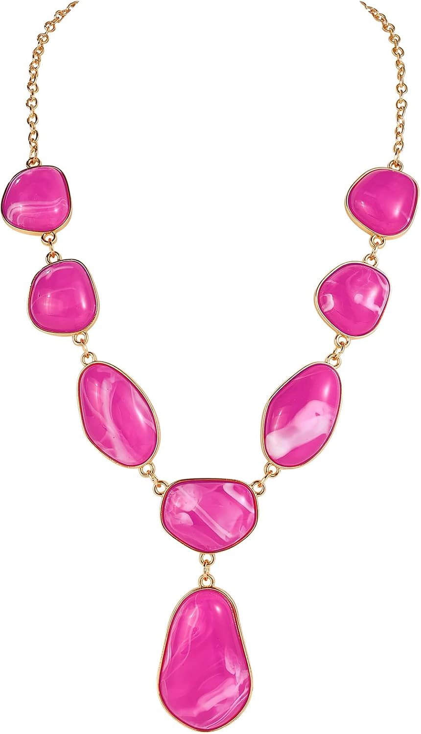 Bocar Bubble Chunky Necklace Alloy Necklace Resin Statement Pendant Necklace for Women