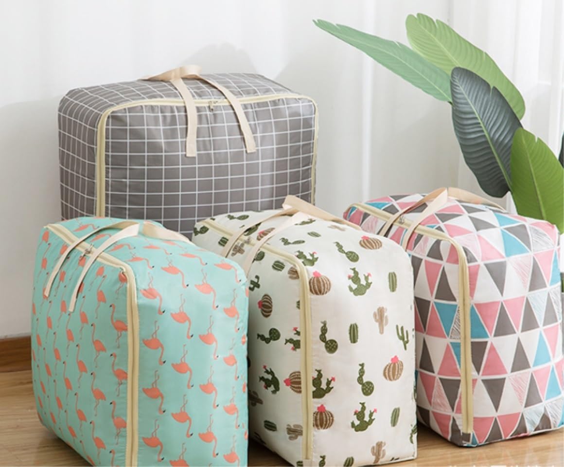 Storage Bag for Clothes Bedding Clothes Storage Bag Organizer Foldable Storage Bins with Handle Under Bed Storage Storage Container(C,55 * 20 * 33cm)