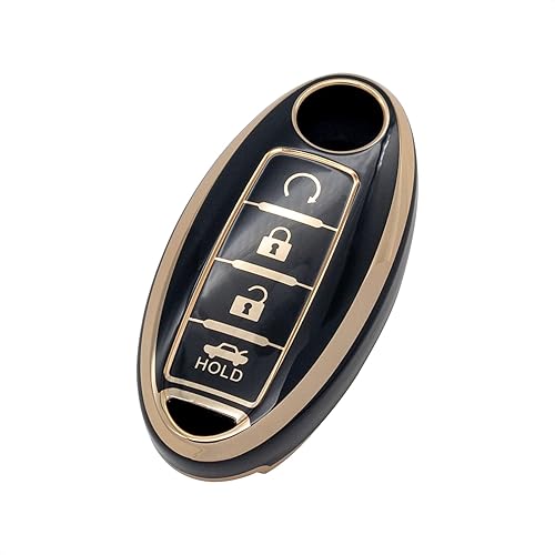 Funda protectora para llavero inteligente de TPU con borde dorado, compatible con Infiniti EX FX X G JX M Q Series para NISSAN ALTIMA COUPE ARMADA