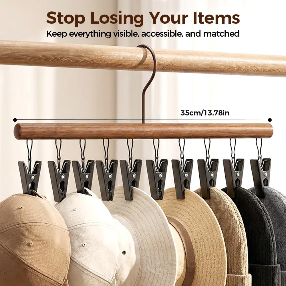 Closet Organizer with 10 Clips, Space Saving Hanging Hanger with Clips, Metal Pant Skirt Hanger, Multi-Purpose Storage for Jeans, Scarves, Socks, Hats & Accessories (Black, 3PCS)