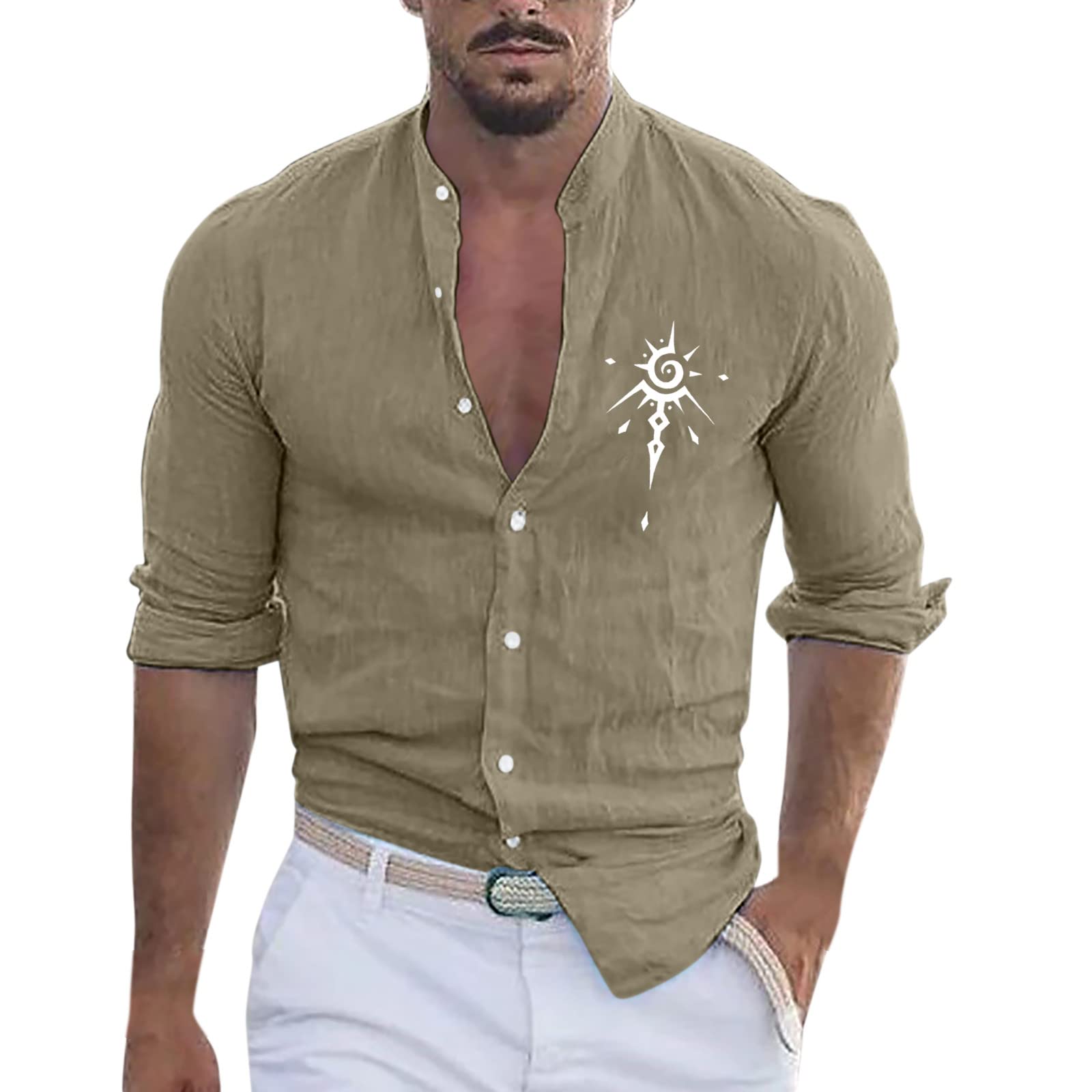 Camicia Uomo Slim Fit Risvolto Fashion Camicie Estive per Interni Spiaggia  Hippie Elegante Top Regular Fit Traspirante Camicia Estiva Estiva Tinta  Unita Camice Casual Lino : Amazon.it: Moda