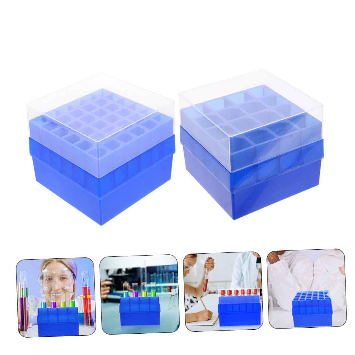 4pcs Test Tube Rack Holder Reusable Tube Storage Box for Chemistry Test