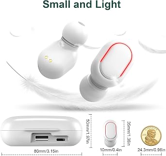 2024 Version True Wireless Bluetooth Earbuds with Charging Case Compatible with Apple & Android, Dual Connect, Built-in Microphone, Stereo Sound in-Ear Bluetooth Headphones Headset - Model 4