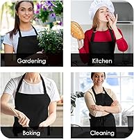 Vista 5 de Aprons for Men - 100% Polyester Chef Apron Women with Extra Long Ties - Cooking Aprons for Women & Mens Apron