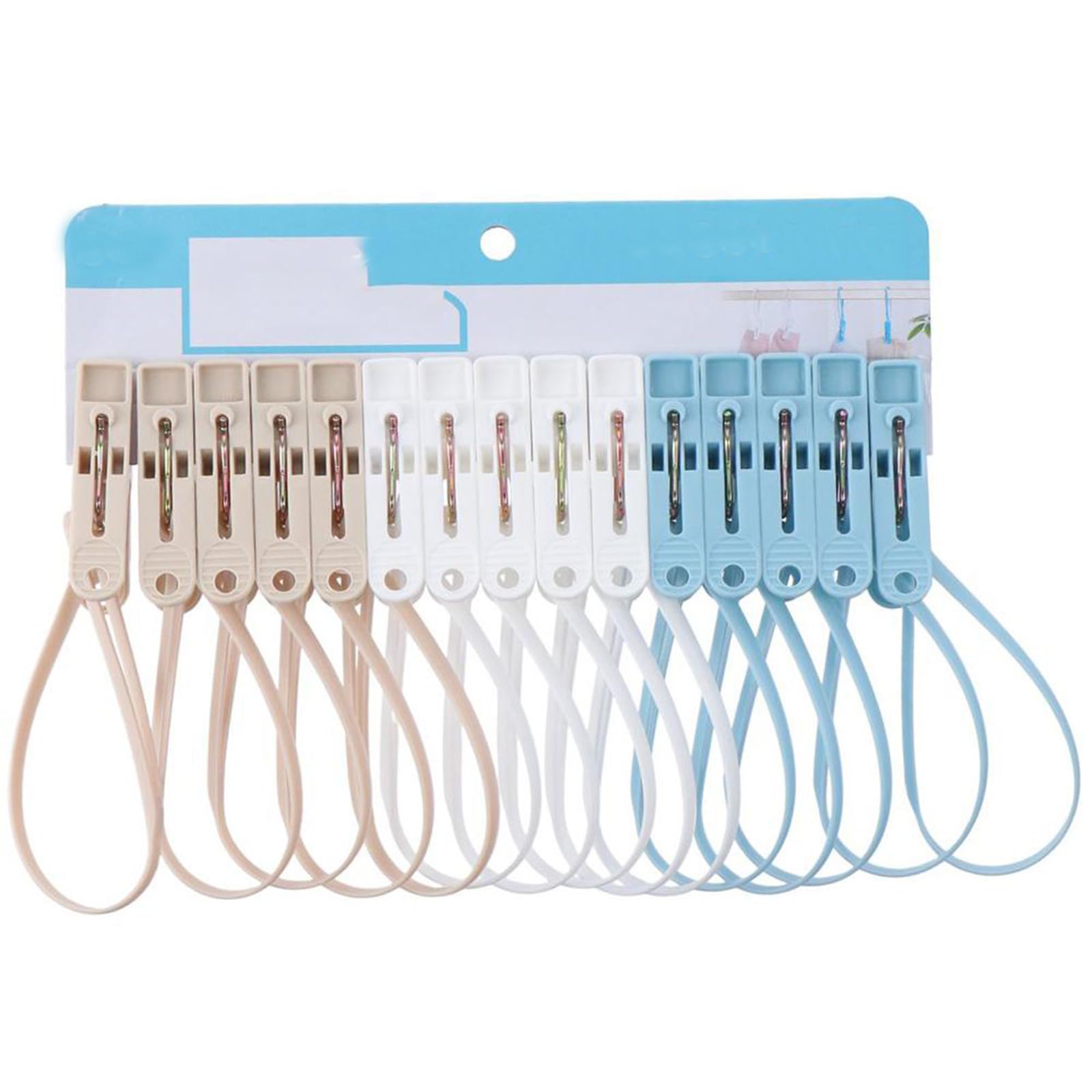 hobbyme 15 PCS Laundry Hooks Clip with Rope, Plastic Clothes Pins, Super Strong Hanger Clips for Clothing Store Home Office & Workshop