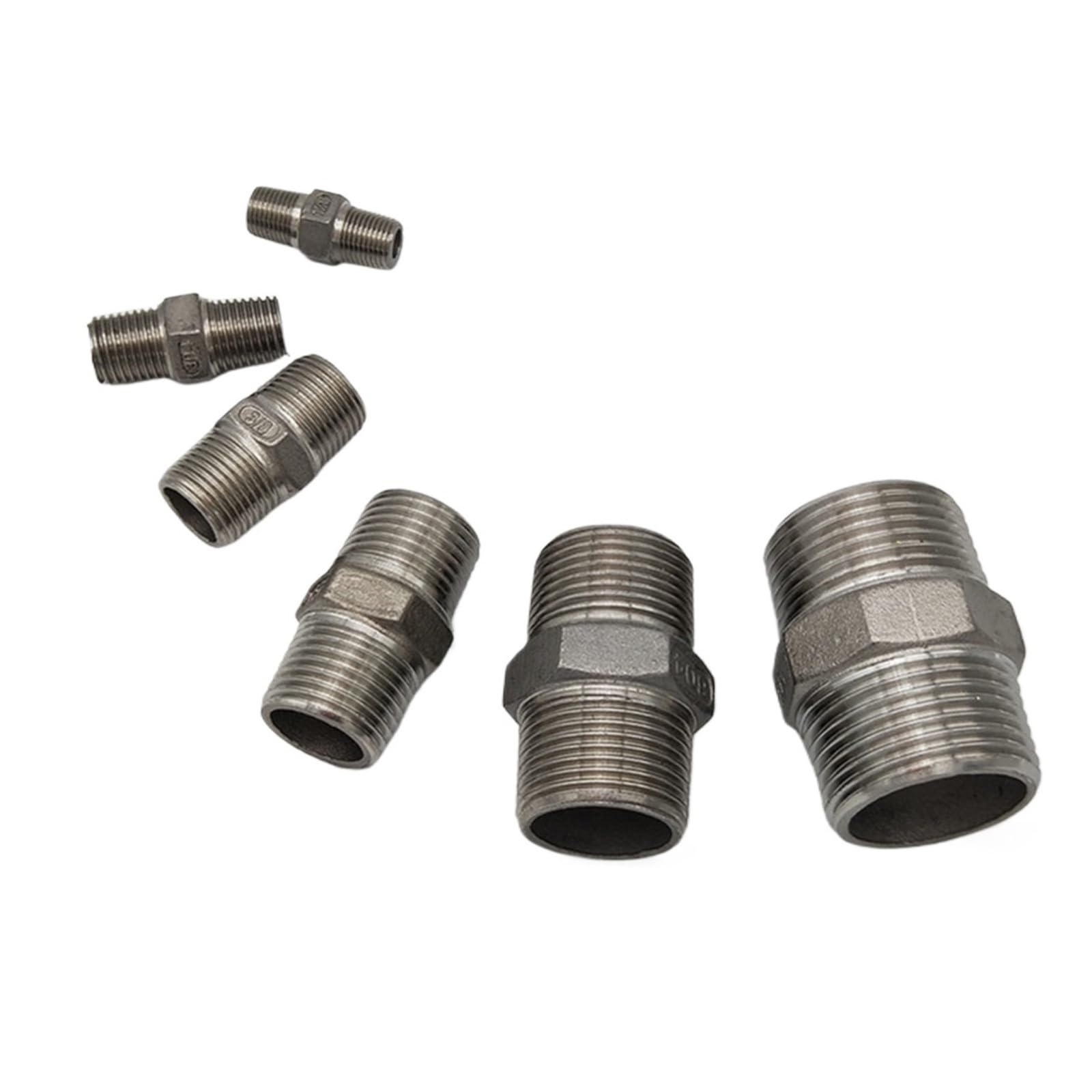 3-Piece 304 SUS BSP Male to Male Thread Hex Nipple Reducer Pipe Fitting - Sizes 1/8" to 1-1/2"(DN6)