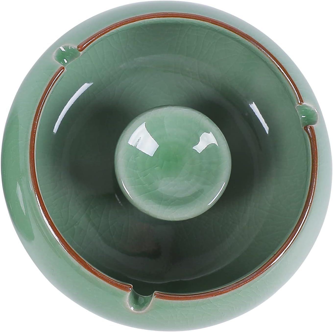INONE Ceramic Ashtrays with Lid for Cigarette, Windproof Ashtray for Home, Outdoors, Garden, Balcony, Patio (Green)