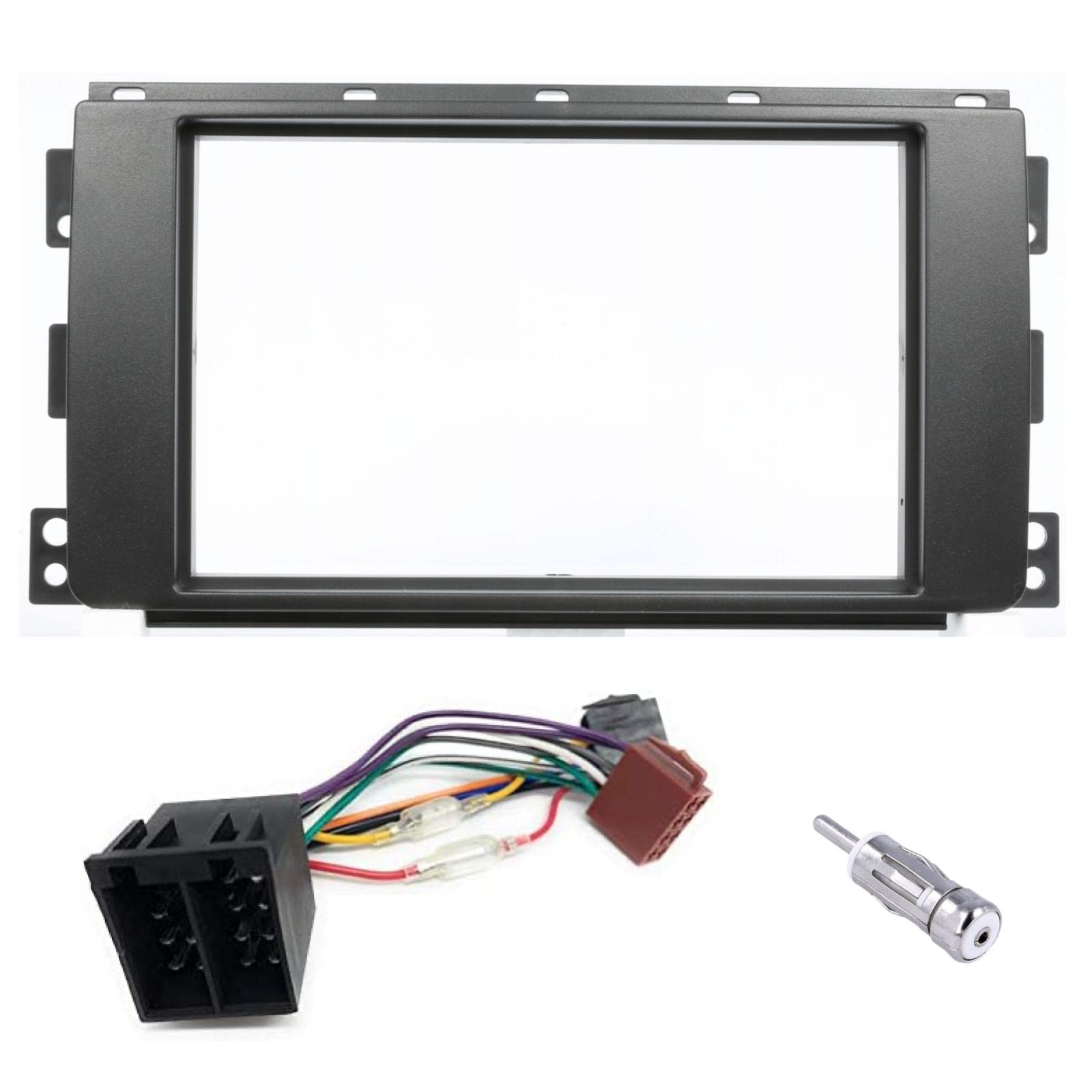 Sound-way Kit Montage Autoradio, Cadre Façade 2 DIN, Cable Adaptateur Connecteur ISO, Adaptateur Antenne, Compatible avec Smart