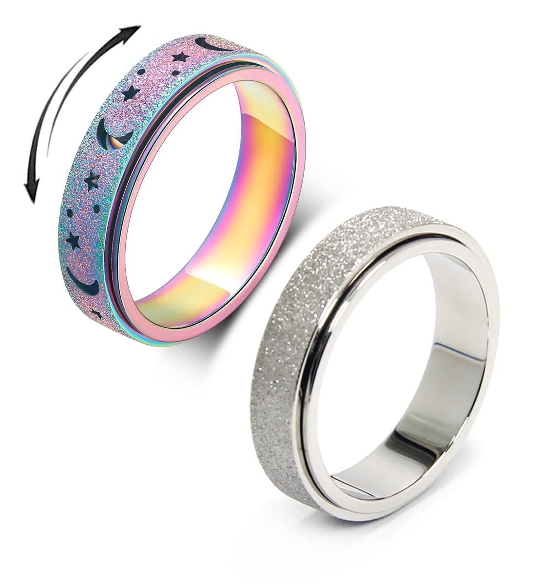 OreilleStarAnxiety Ring for Women Spinner Ring: Fidget Ring Anxiety Relief Items Spinner Rings for Anxiety Fidget Rings for Anxiety for Women Anti Anxiety Fidget Ring Men Teens