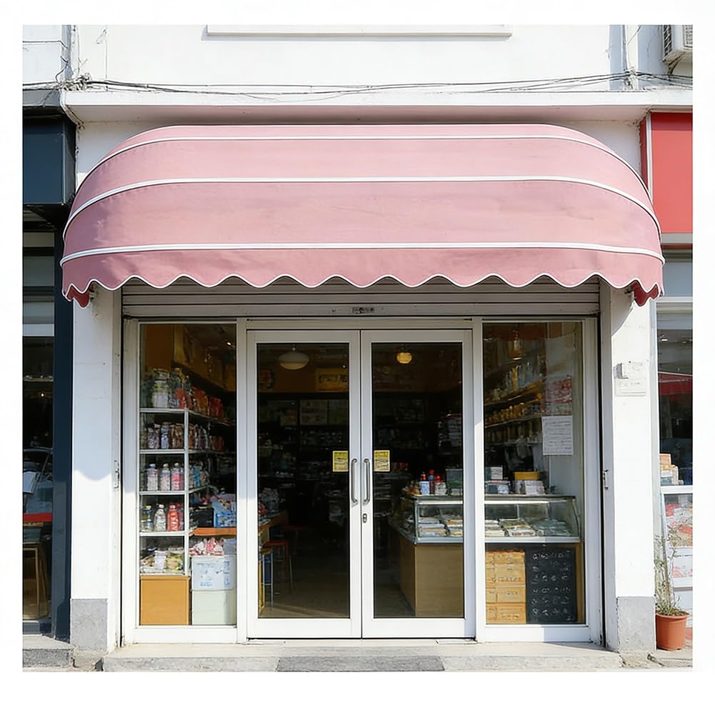 Tenda parasole per porte e finestre, decorazione francese, telaio pieghevole zincato, tessuto resistente ai raggi UV e impermeabile, per giardino, portico, residenziale e commerciale