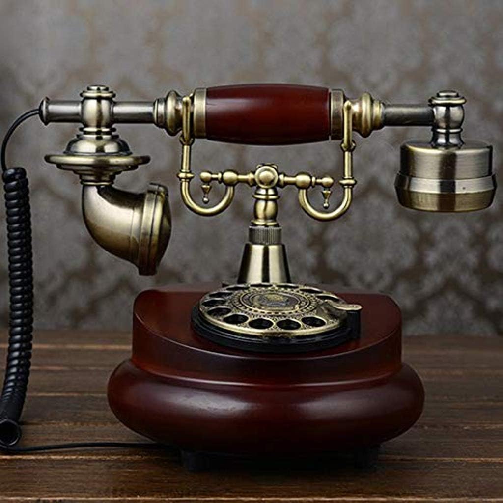 Solid Wood Desk Phone-Fixed Digital Vintage Telephone Classic European Retro Landline Telephone Corded with Hanging for Home Hotel Office Decor