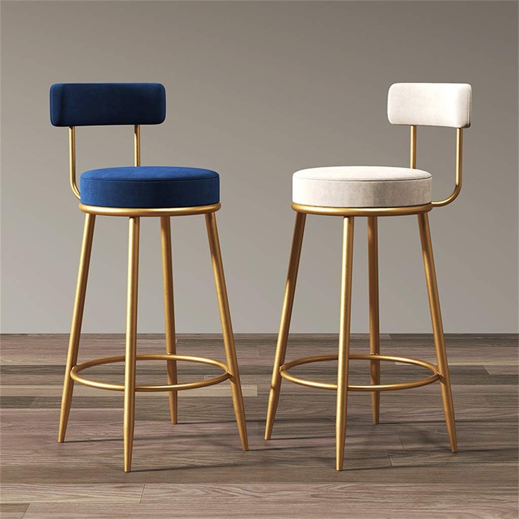 Barstool Chair Velvet Upholstered Footrest Stool Sponge Backrest with Gold Metal Legs Bar Counter Chair for Pub Bistro Kitchen Dining Chair Max. Load 400lb