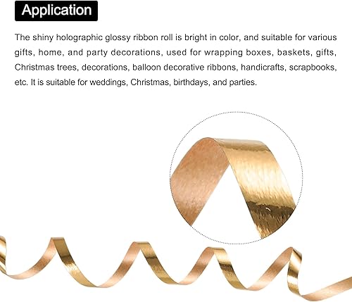 Miniatura 3 de PATIKIL Cinta rizadora de globos prensada brillante metálica de 316 pulgadas, 11 yardas iridiscentes, 6 rollos para decoración de fiestas, envoltura