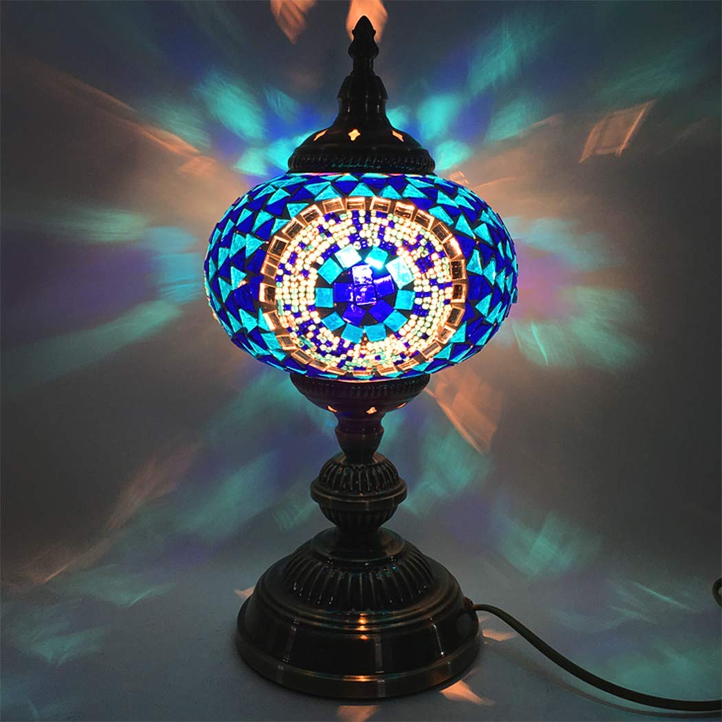 Turecka mozaikowa lampa stołowa Marokańska ręcznie robiona szklana lampa na biurko w stylu Retro Art Stained Glass'ego Śródziemnomorska lampka nocna Oprawy oświetleniowe do sypialni Salon Jadalnia