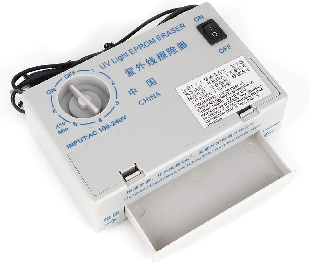 UV EPROM Eraser, Professional Stable 60min Mechanical Timer EPROM Eraser, for UV curing Small Objects Erasing Semi-conductor Chip 40pin, 32pin, 28pin DIP IC