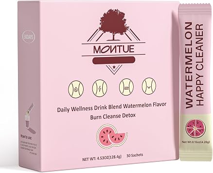 Montue Prebiotics and Probiotics - Happy Cleaner Gut Health Powder, Sugar Free,Dietary Fiber Supplement for Digestion & Bloating Health- Watermelon - 30 Servings Pack of 30