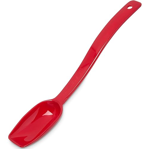 Cucharas para servir Carlisle, sólidas y perforadas, para buffet/ensaladas 0.25 oz - 0.8 oz (paquete de 12 unidades), Rojo, 12