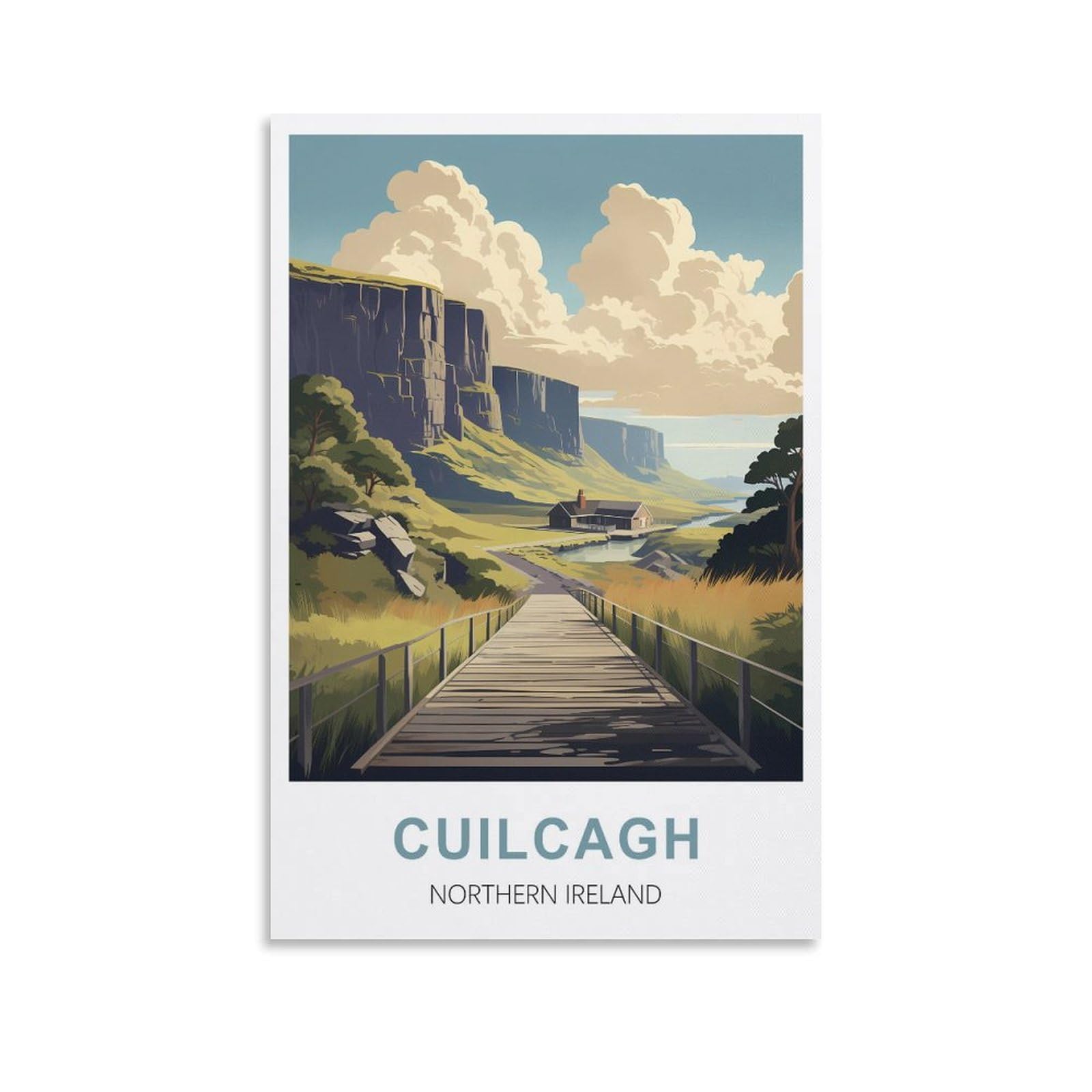 HXHNFERR Cuilcagh Northern Ireland Vintage Travel Poster 08x12inch(20x30cm) Canvas Wall Posters And Art Pictures Prints Paintings Bedroom Decor