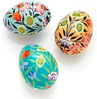 Dear Holidays India Kashmiri Painted Spring Floral Easter Eggs