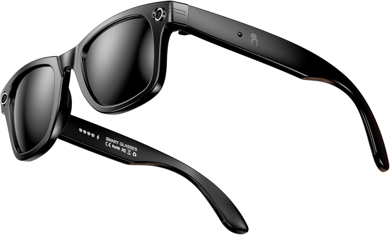 AI Smart Glasses with HD Camera and Bluetooth - AI Photo Recognition and Interactive Dialogue, Noise-canceling Bluetooth 5.4, and Long Battery Life | Stylish Black Frame and Lenses