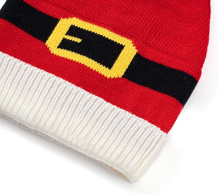 Women Men Christmas Knitted Beanies-with Pompom Winter Santa Beanie Hats Red and Green Christmas Hat - Image 7