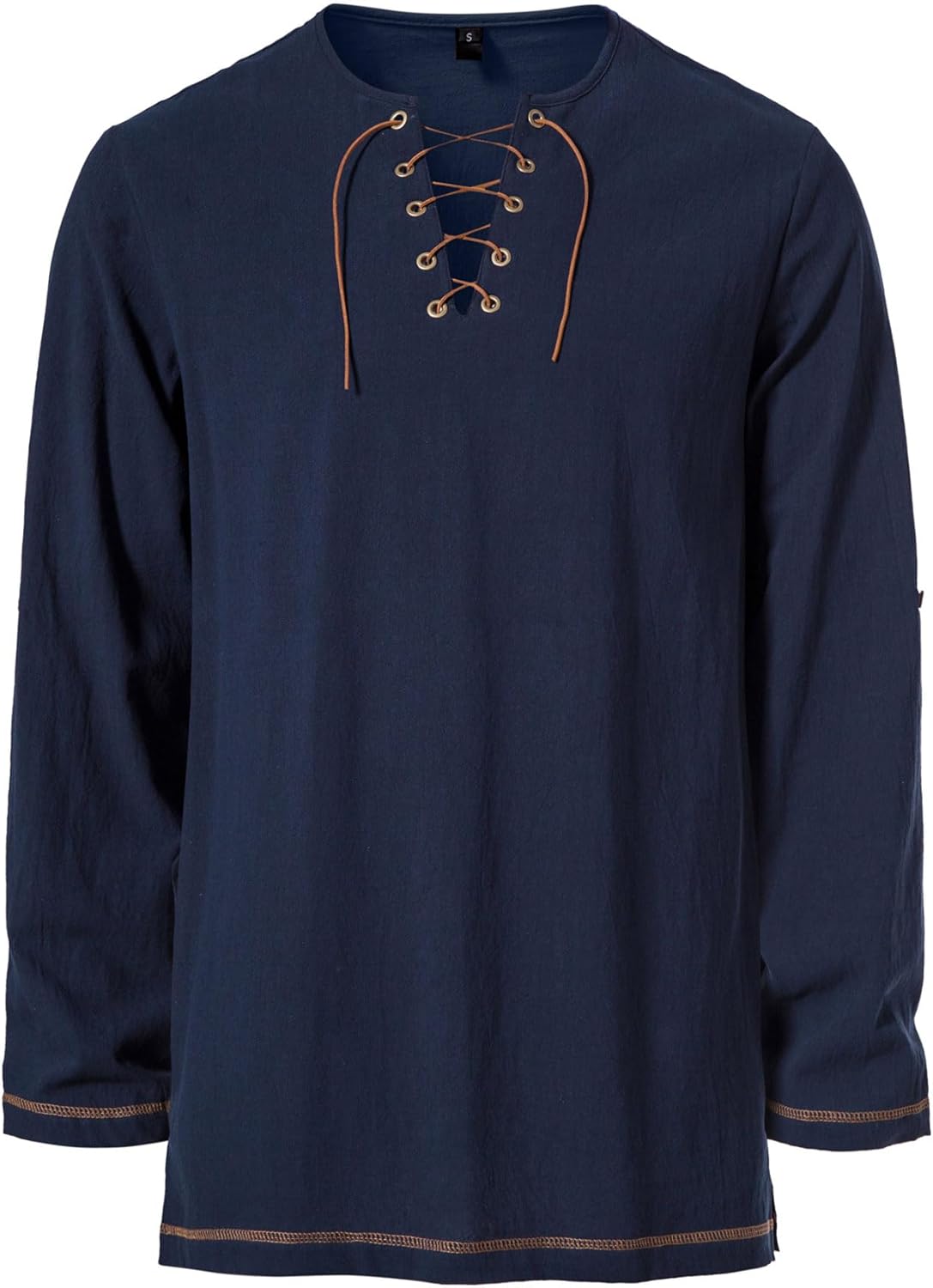 JEMITOP Men's Pure Cotton Vintage Lace Up Shirts for Pirate Renaissance Viking Medieval Costume Without Belt - Image 4