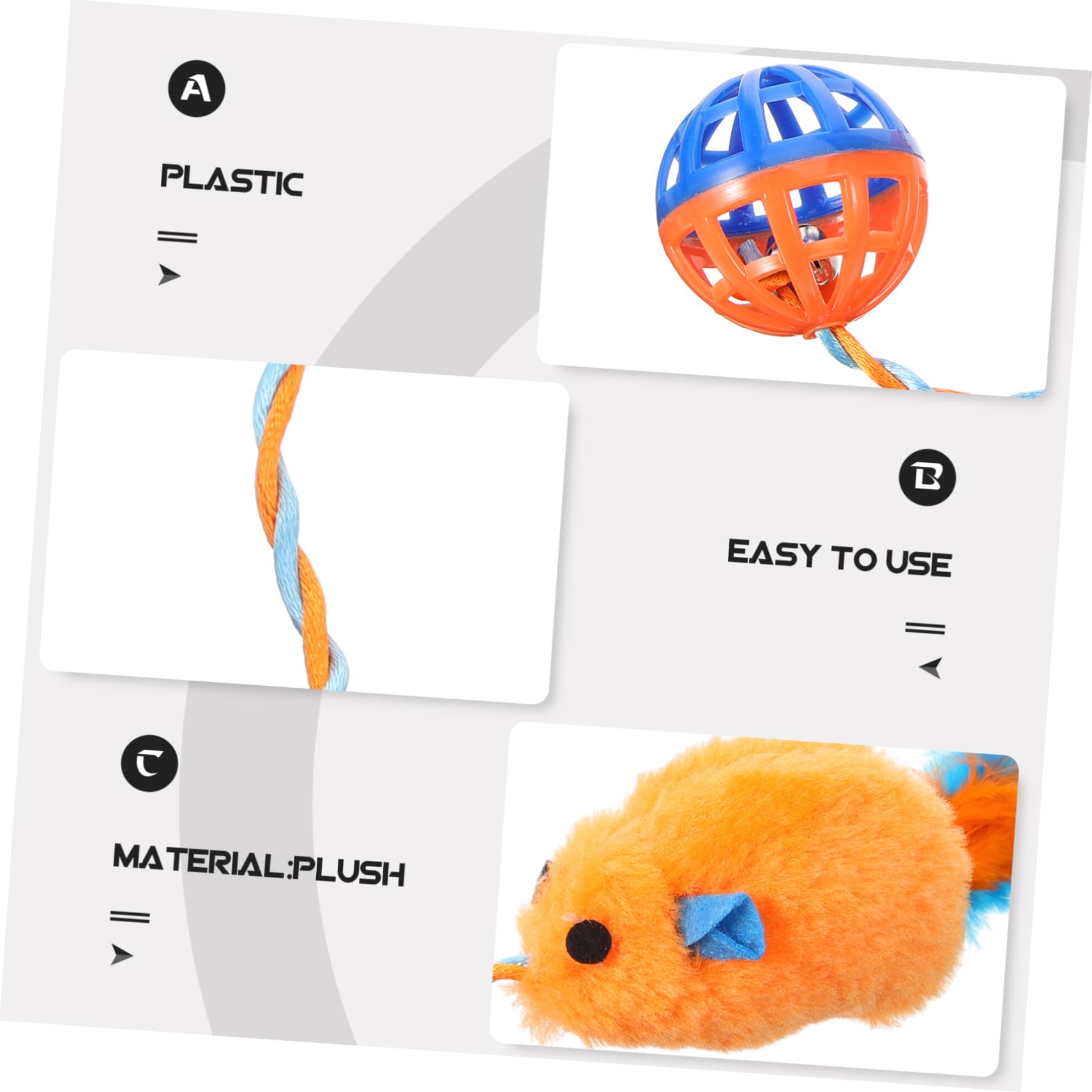 Mipcase Interactif Chat avec Souris Peluche et Clochette Plastique à Mâcher pour Dents de Chat Stimule Activité Jeu Intérieur des Félins